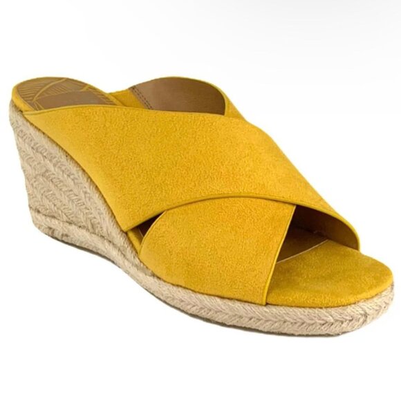 New Directions KLORY Women's Espadrille Wedge Heel Slip On Sandals Yellow - Picture 1 of 7
